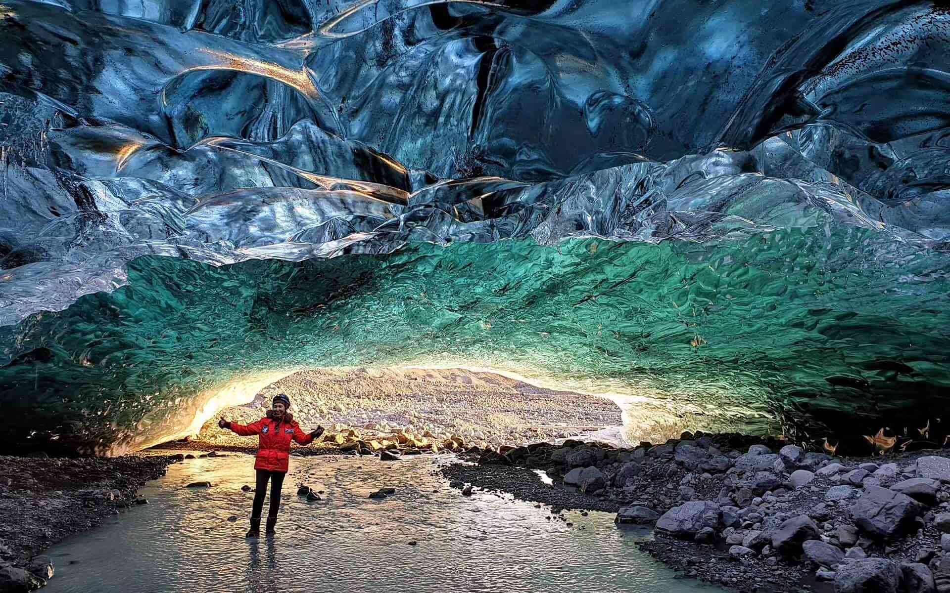 Inside an ice cave in Vatnajökull National Park