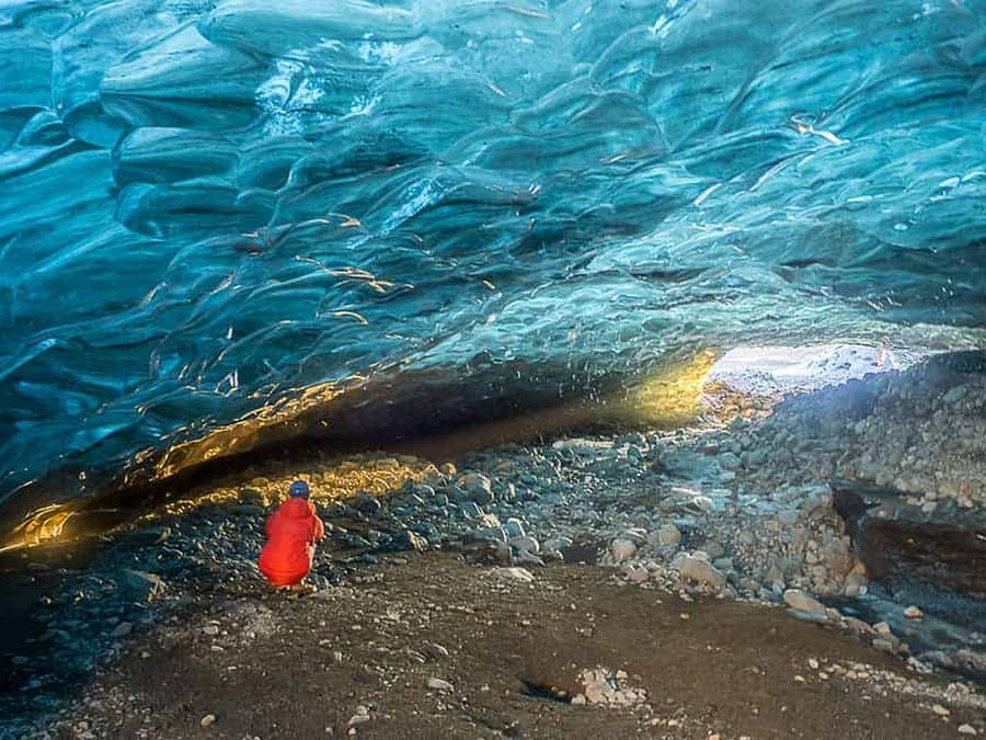 Blue ice formations inside Vatnajökull