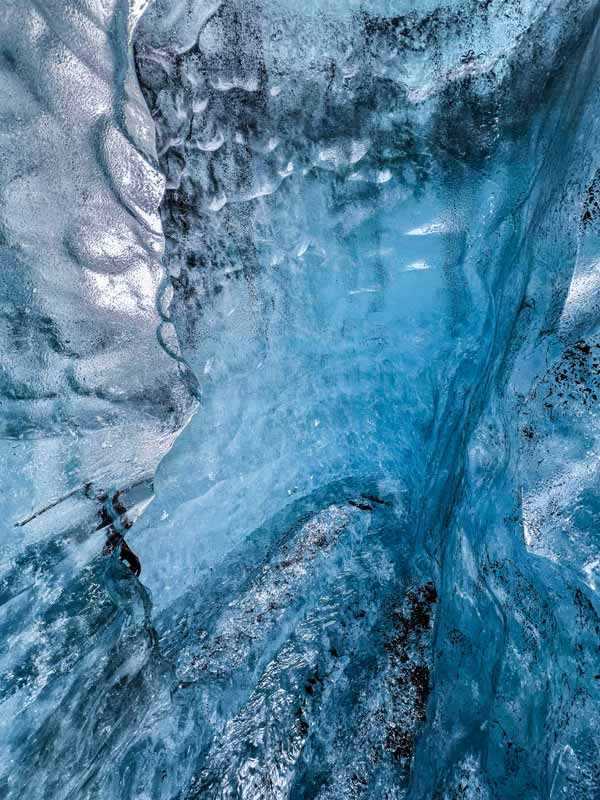 Translucent blue ice on the glacier