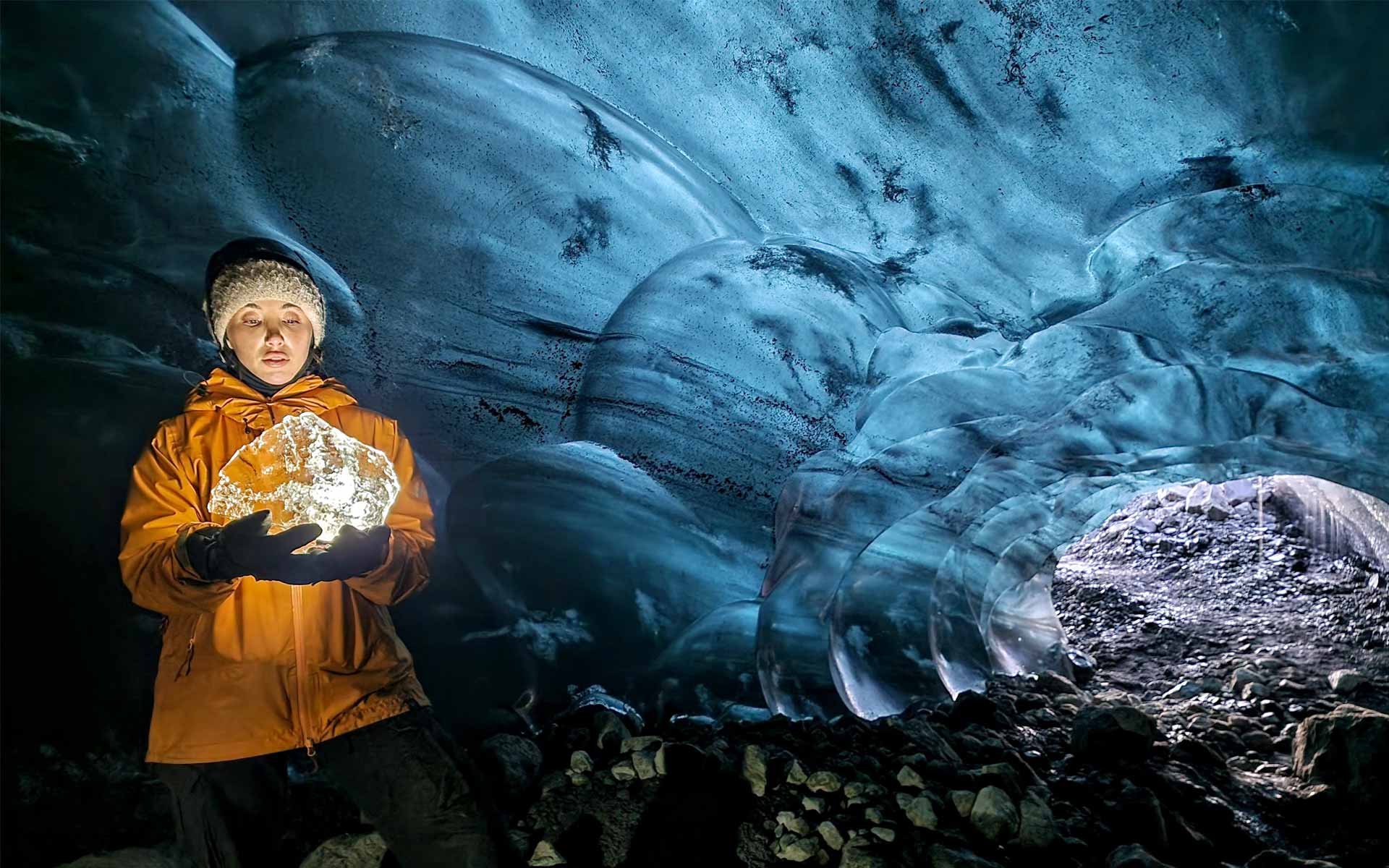 Inside an ice cave in Vatnajökull National Park
